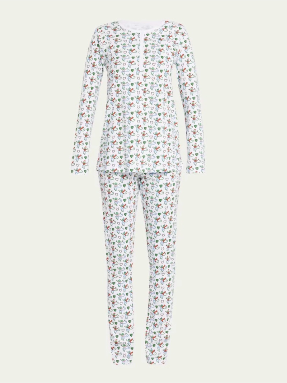 Roller Rabbit Merry Monkey Long Sleeve Polo cotton Pajama Set XL NWOT